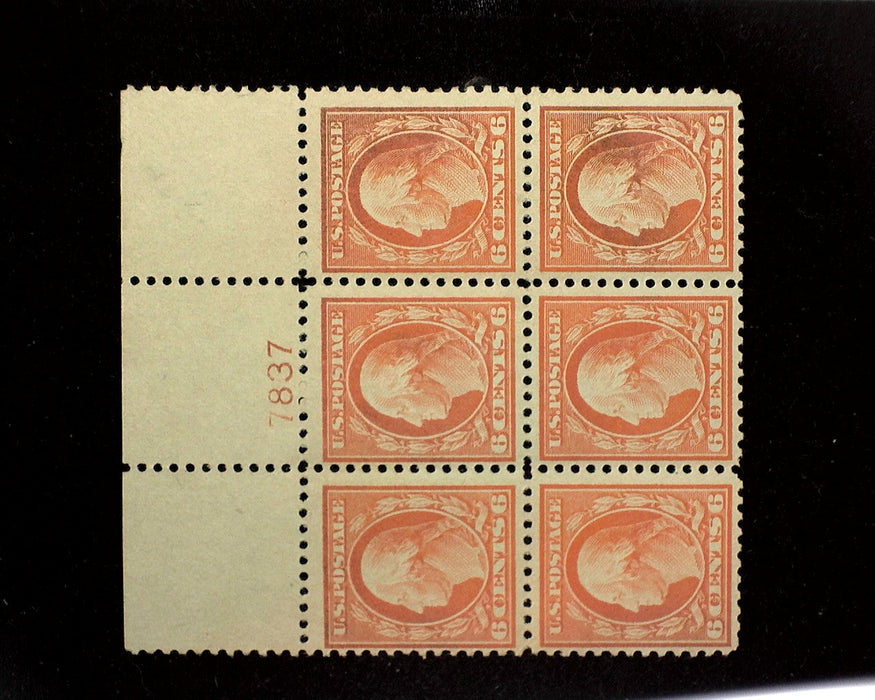 #506 Mint 6 cent Washington plate block of six PL#7837 F/VF NH US Stamp