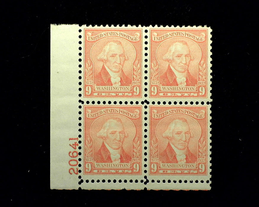 #714 9 Cent Washington Bicentennial Plate Block Mint VF NH US Stamp