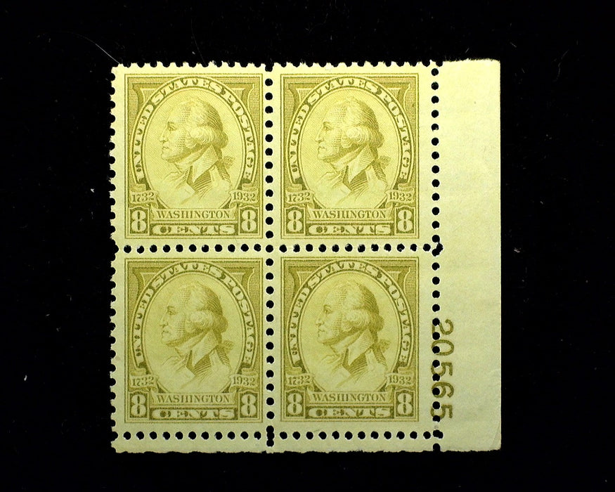 #713 8 Cent Washington Bicentennial Plate Block Mint VF NH US Stamp
