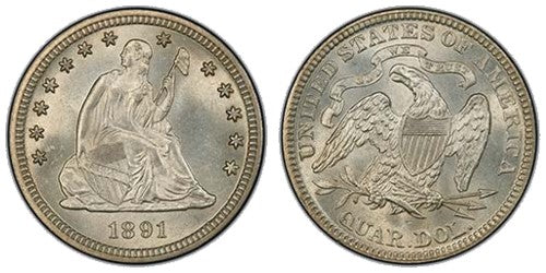 US Liberty Seated Quarter Coins