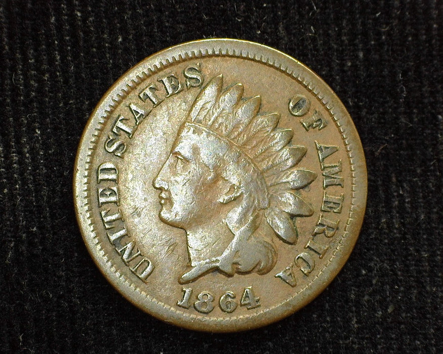 1864 Bronze Indian Head Penny/Cent F - US Coin