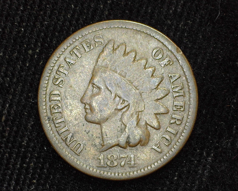 1874 Indian Head Penny/Cent VG - US Coin