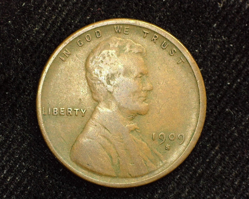 1909 S Lincoln Wheat Cent F/VF Cleaned - US Coin