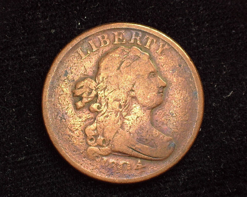 1804 Crosslet 4 stems Draped Bust Half Cent VG/F Lightly cleaned - US Coin