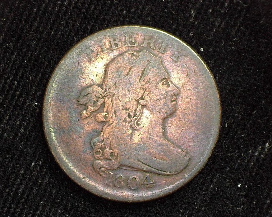 1804 Crosslet 4 stems Draped Bust Half Cent VG Lightly cleaned - US Coin