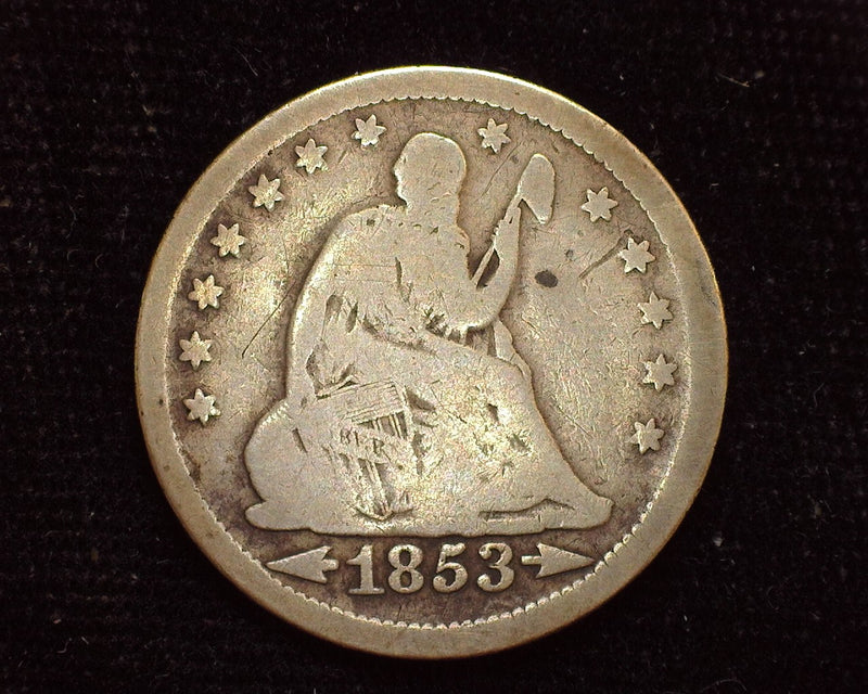 1853 Arrows and Rays Liberty Seated Quarter VG - US Coin
