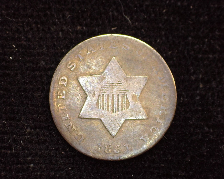1851 Three Cent Silver VG Choice - US Coin