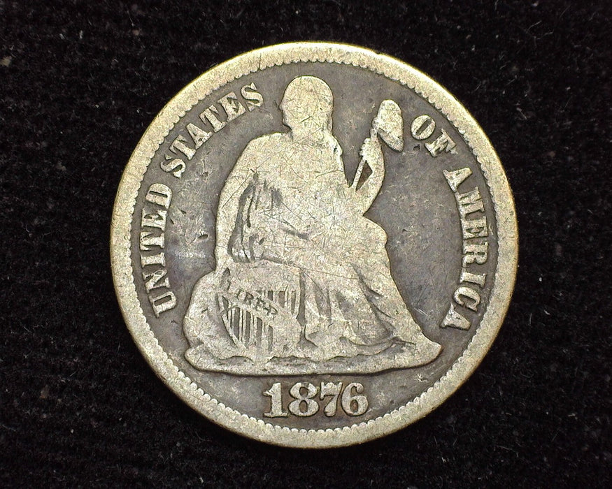 1876 CC Liberty Seated Dime VG - US Coin