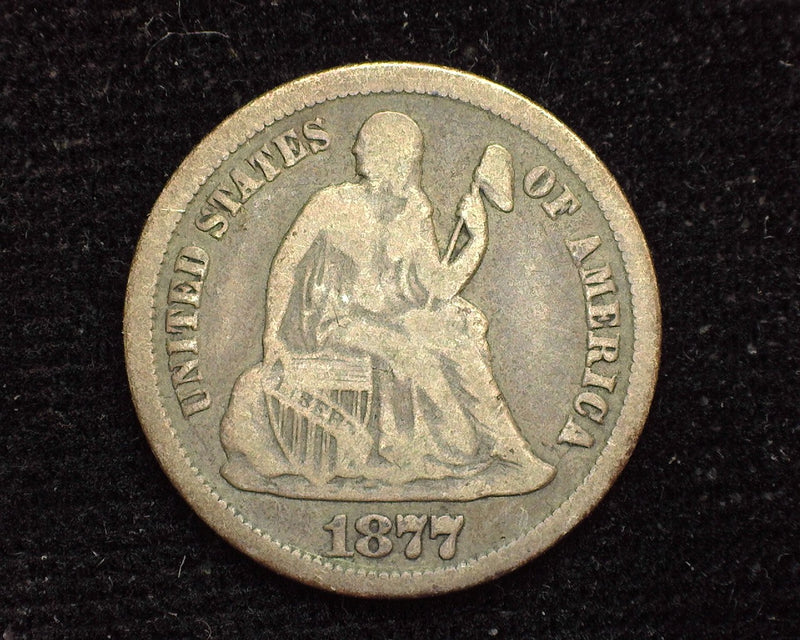 1877 CC Liberty Seated Dime F - US Coin