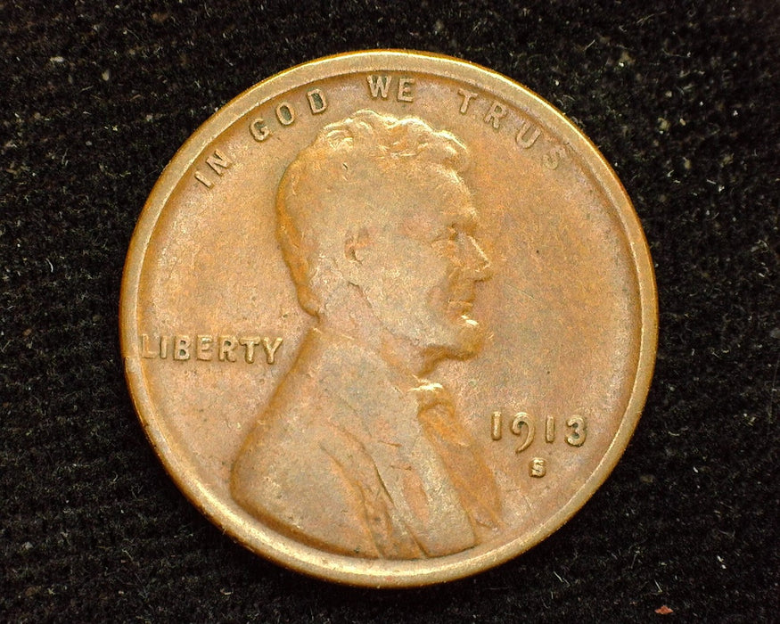 1913 S Lincoln Wheat Cent F - US Coin