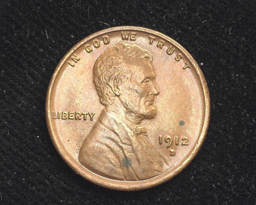 1912 D Lincoln Wheat Penny/Cent Decolorization spot. BU - US Coin