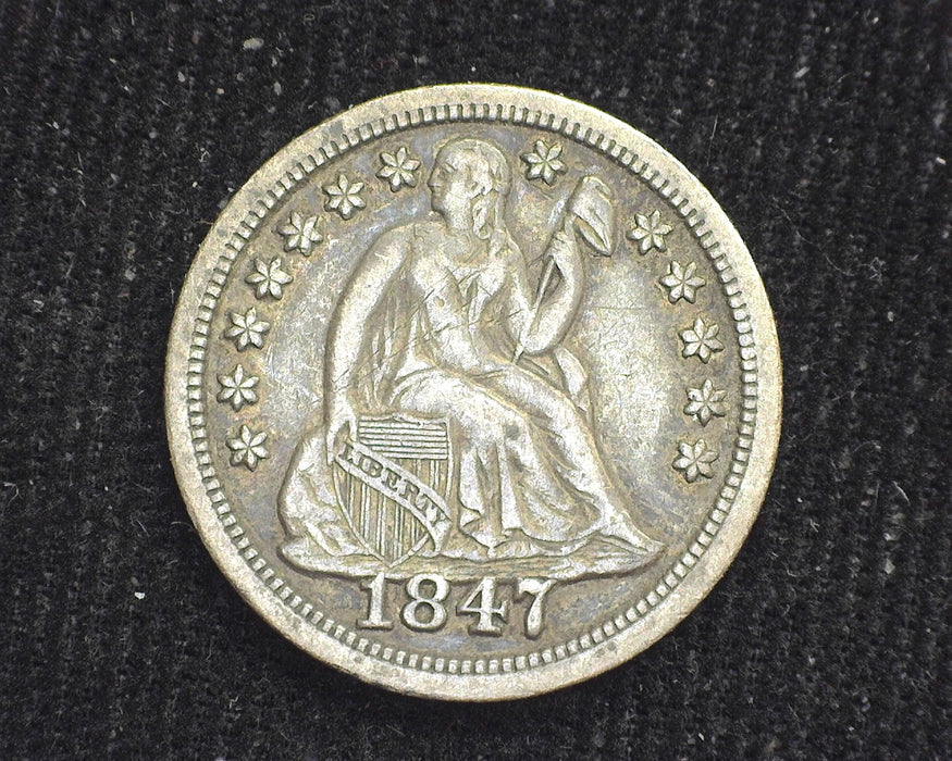 1847 Liberty Seated Dime High date. VF/XF - US Coin