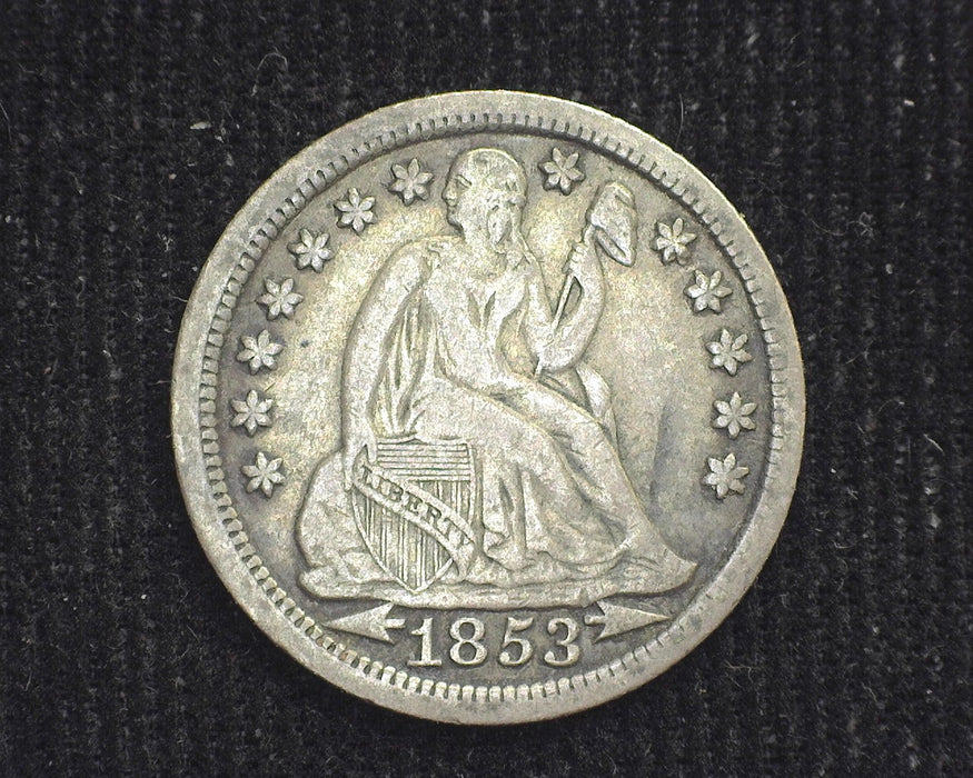 1853 Arrows Liberty Seated Dime VF - US Coin