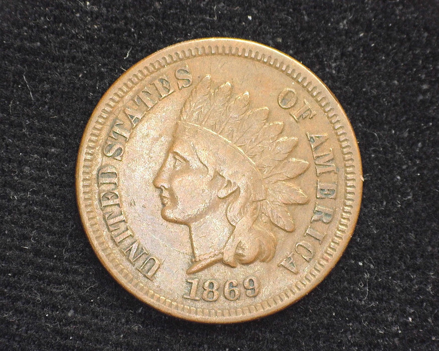 1869 Indian Head Penny/Cent F- US Coin