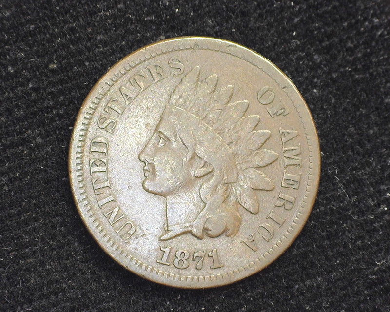 1871 Indian Head Penny/Cent VG/F- US Coin