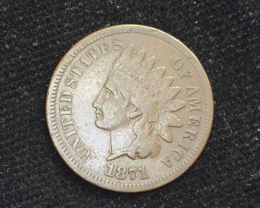 1871 Indian Head Penny/Cent VG/F- US Coin
