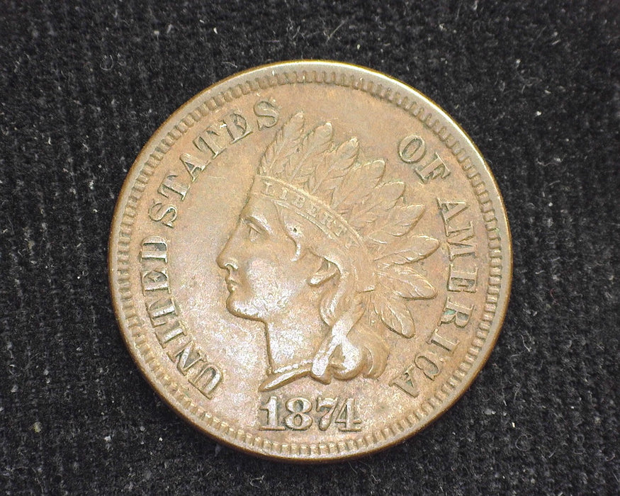 1874 Indian Head Penny/Cent XF- US Coin