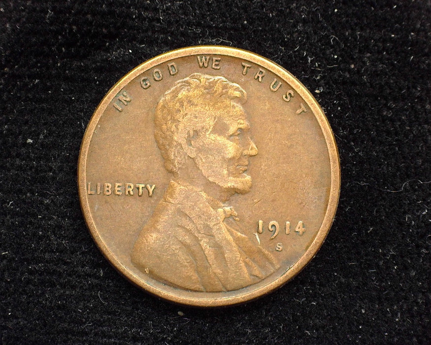 1914 S Lincoln Wheat Penny/Cent F - US Coin