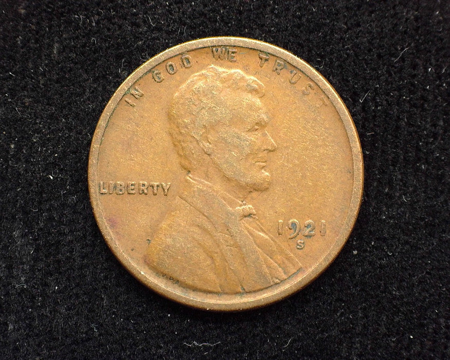 1921 S Lincoln Wheat Penny/Cent VF - US Coin