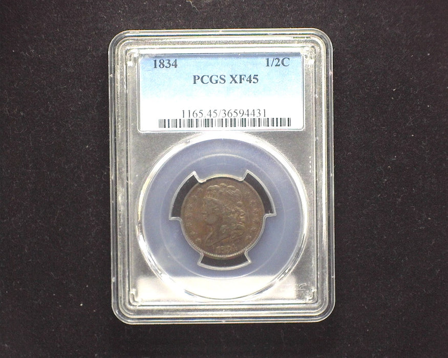 1834 Large Cent Draped Bust XF 45 PCGS - US Coin