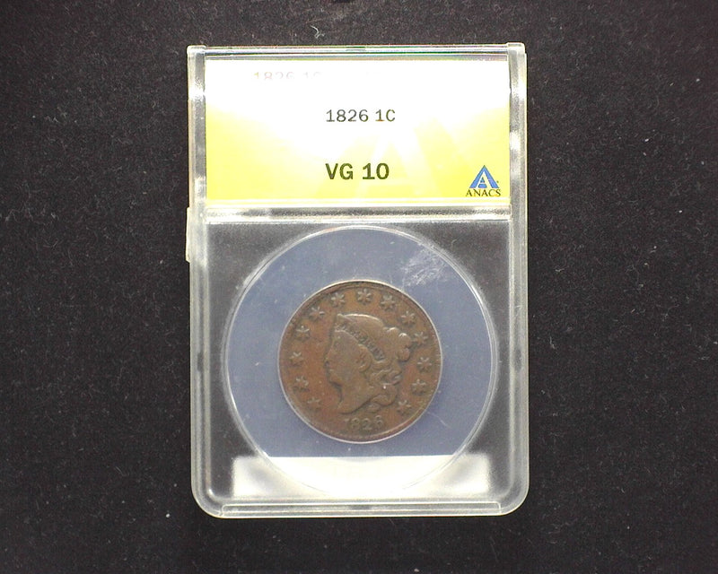 1826 Classic Head Large Cent VG 10 ANACS - US Coin