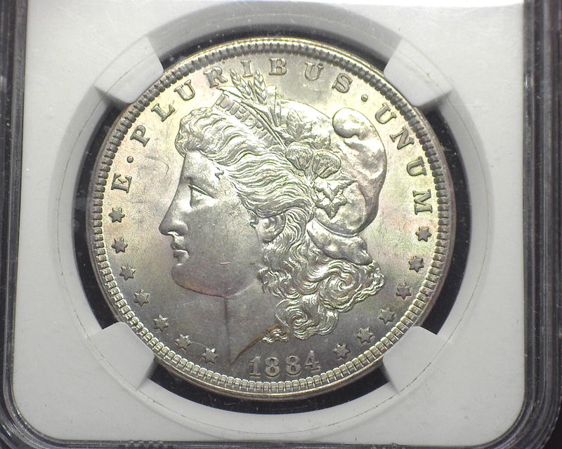 1884 Morgan Dollar NGC - Partial collar Mint Error MS61 - US Coin