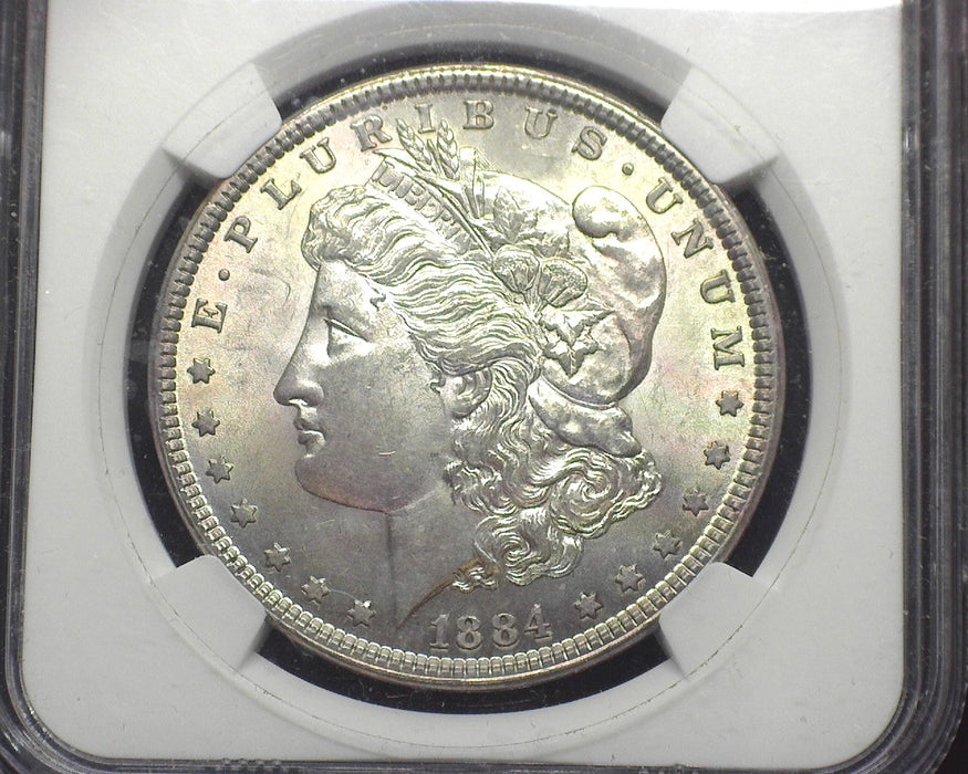 1884 Morgan Dollar NGC - Partial collar Mint Error MS61 - US Coin