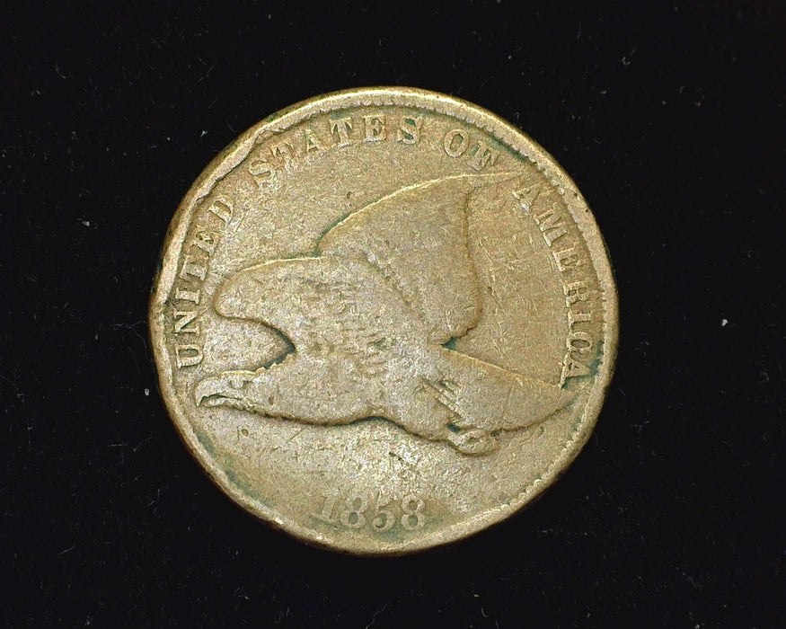 1858 Flying Eagle Penny/Cent VG Small letters, rim damage. - US Coin