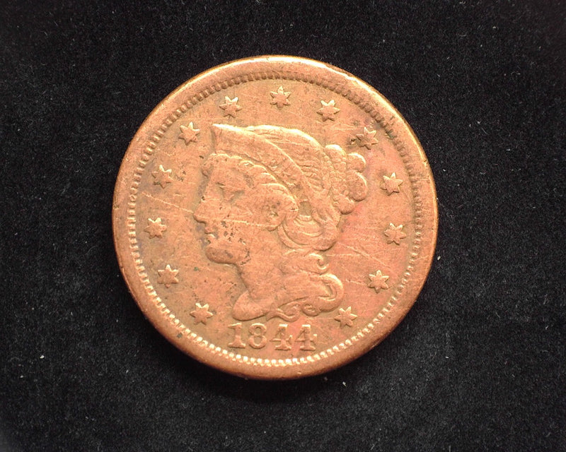 1844 Large Cent Draped Bust VG Cleaned - US Coin