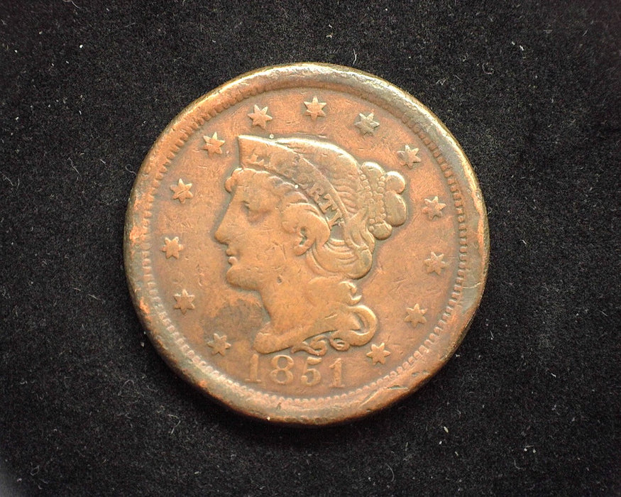1851 Classic Large Cent F Cleaned - US Coin