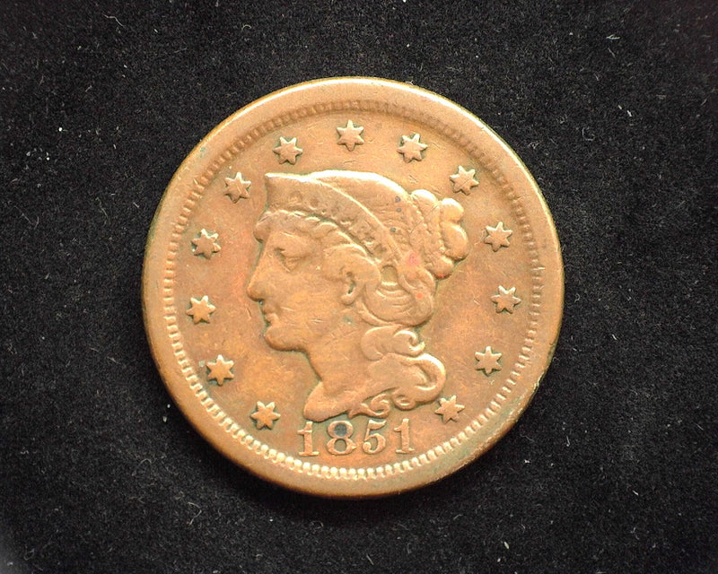 1851 Large Cent Draped Bust F - US Coin