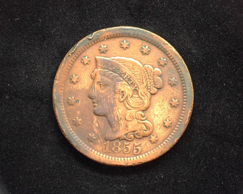 1855 Upright Classic Large Cent VF Cleaned - US Coin