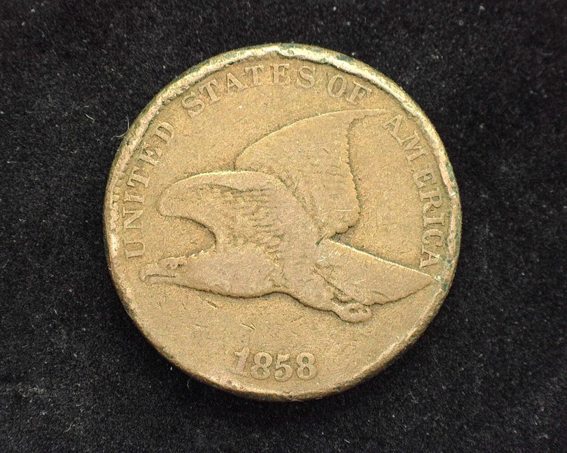 1858 Large letter Flying Eagle Penny/Cent F Edge hits - US Coin