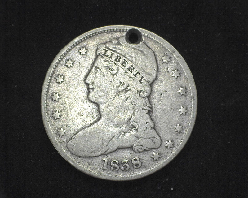 1838 Capped Bust Half Dollar Hole VG - US Coin