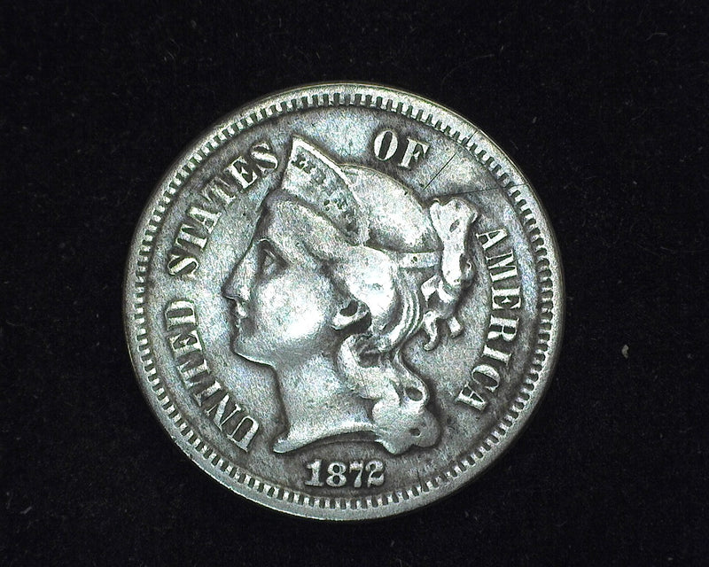 1872 Three Cent Nickle F - US Coin