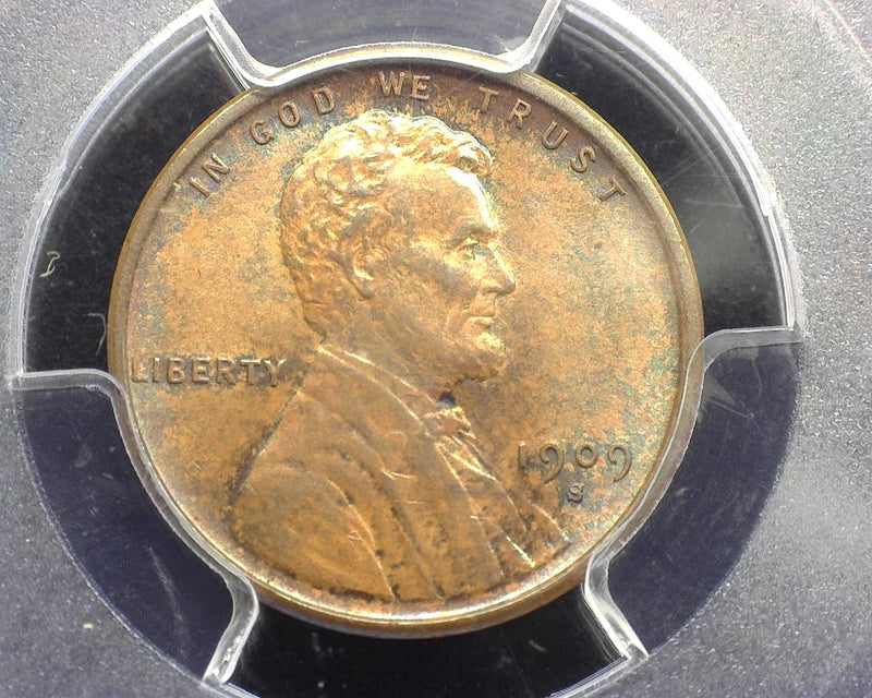 1909 S VDB Lincoln Wheat Cent PCGS MS64BN Iridescence Red & Blue luster front an back. Great looking CAC. - US Coin