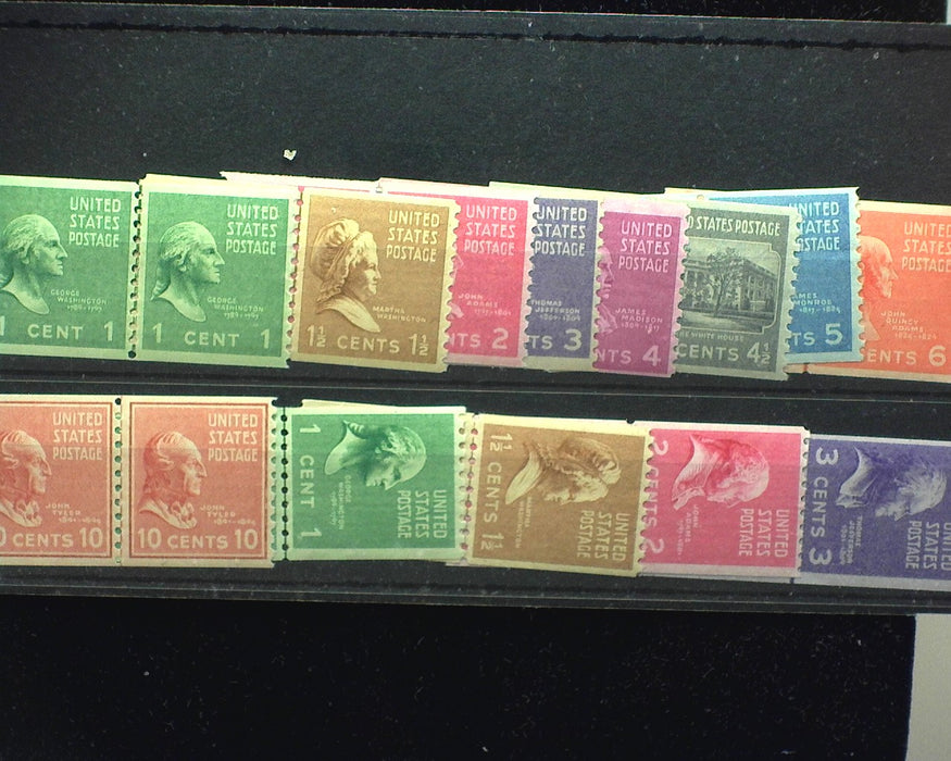 #839-851 1938 Prexy Issue Nice set of line pairs. Mint VF NH US Stamp