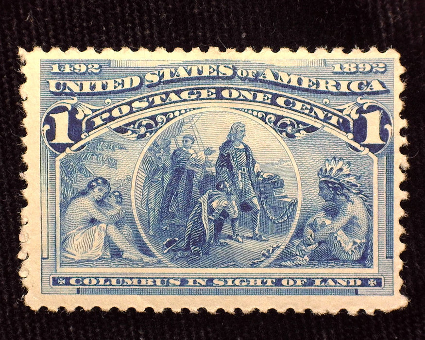 #230 1 Cent Columbian Mint VF LH US Stamp