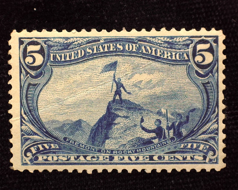 #288 5c Trans Mississippi. Natural diagonal paper fold. Nice appearance. Mint VF LH - US Stamp