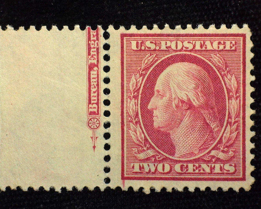 #332 2c Washington Imprint margin single. Mint VF/XF LH US Stamp