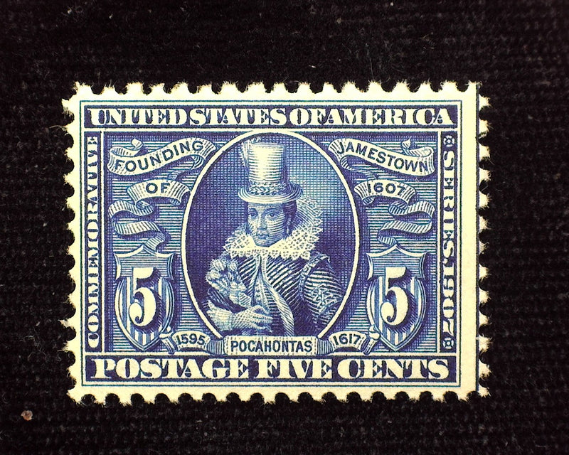 #330 5c Jamestown Deep fresh color. Mint VF NH - US Stamp
