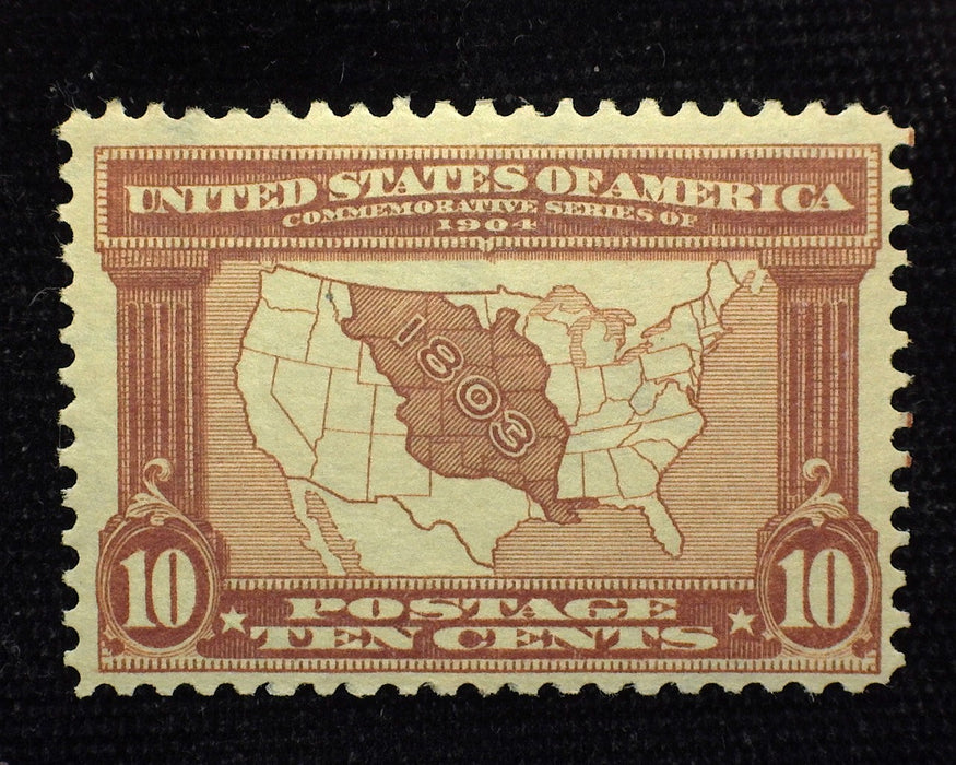 #327 10 cent Louisiana Purchase. Rich color. Mint F/VF LH US Stamp