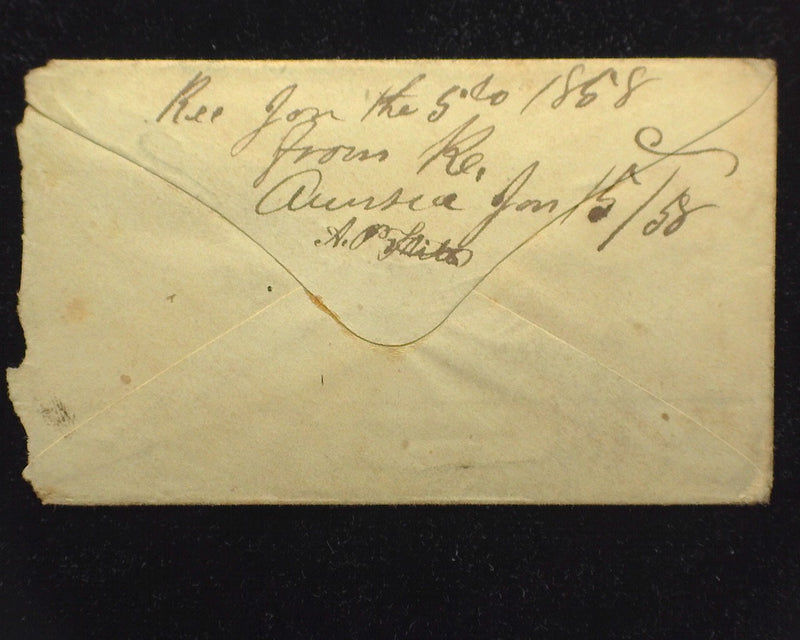 #32 Cover. Stamp on embossed cover torn open at end. "Nevada City CA". F Used - US Stamp