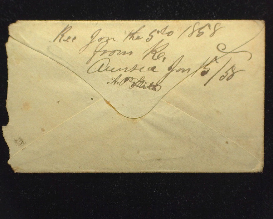 #32 Cover. Stamp on embossed cover torn open at end. "Nevada City CA". F Used - US Stamp