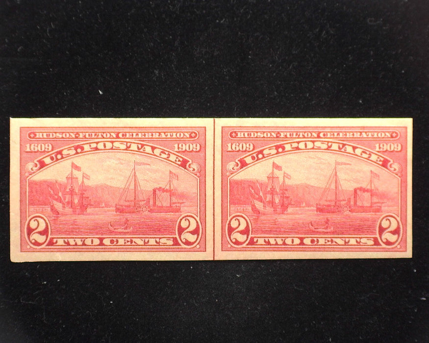 #373 2c Hudson Fulton Imperforate Choice horizontal line pair. Mint Xf NH - US Stamp
