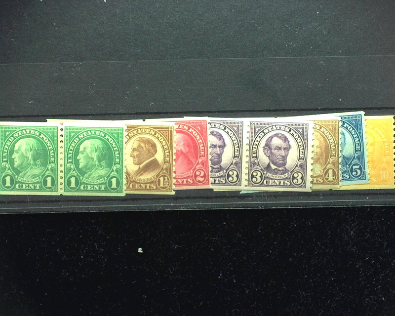 #597 - 603 1923 Coil Issue less 599A. Fresh pairs. Mint F/Vf NH - US Stamp