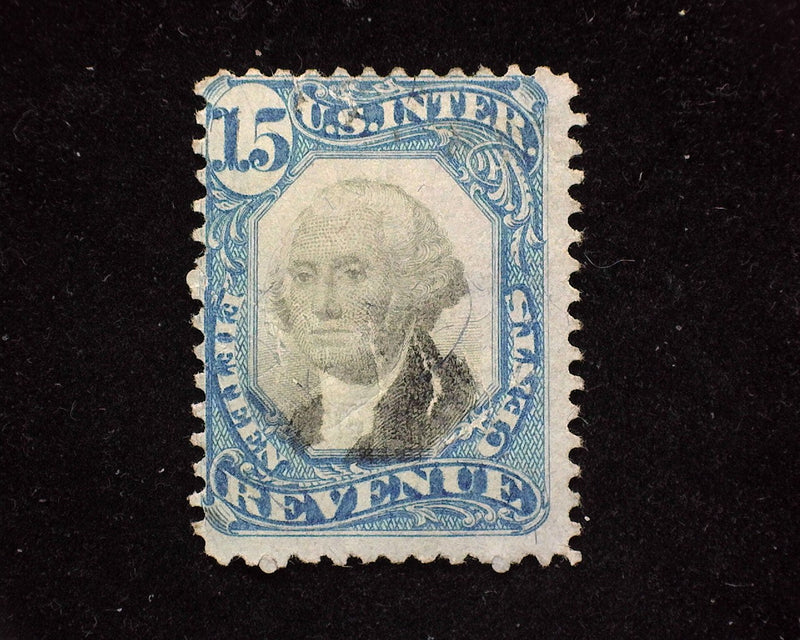 #R110 15c Internal Revenue. Cut cancel. F Used - US Stamp