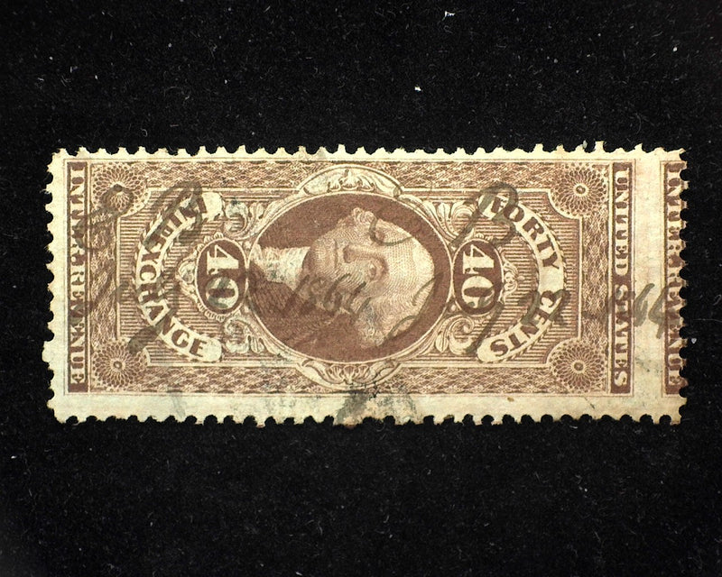 #R80c 40c Foreign Exchange Interesting misperf showing double inter revenue. Vf Used   - US Stamp