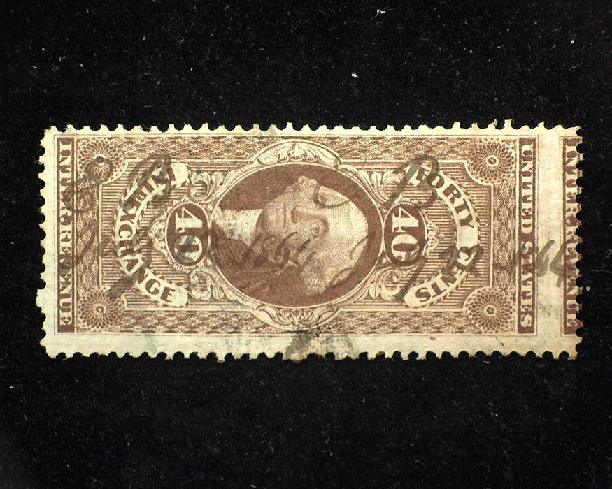 #R80c 40c Foreign Exchange Interesting misperf showing double inter revenue. Vf Used   - US Stamp