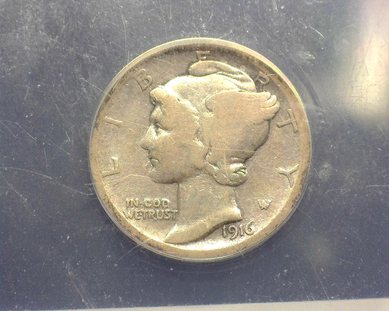 1916 D Mercury Dime VG 8 ANACS - US Coin